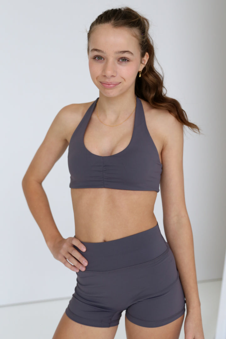 Soft Slate Halter Crop