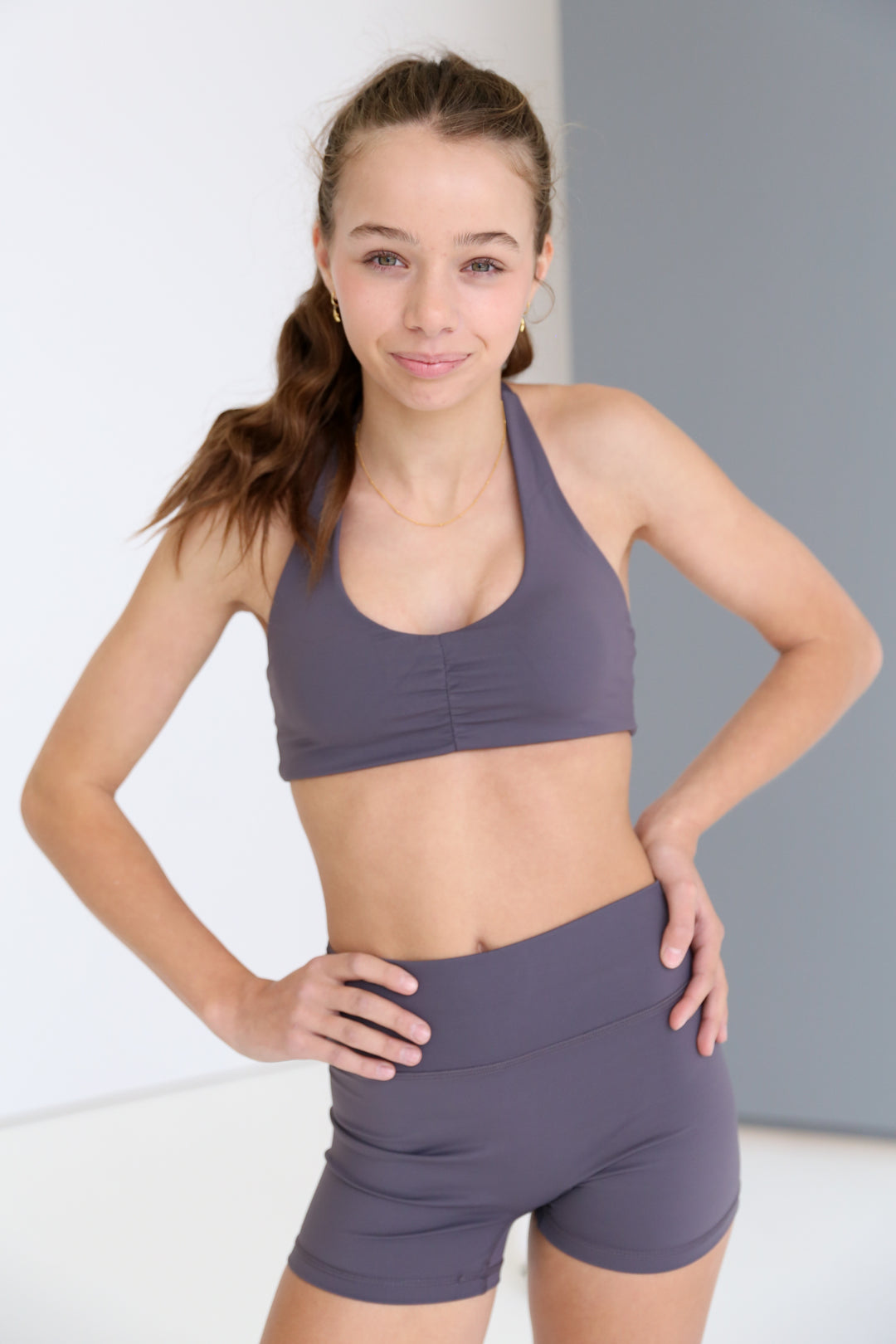 Soft Slate Halter Crop